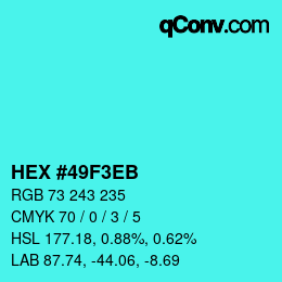 Código de color: HEX #49F3EB | qconv.com