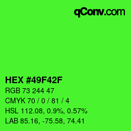 Color code: HEX #49F42F | qconv.com
