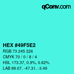 Color code: HEX #49F5E2 | qconv.com