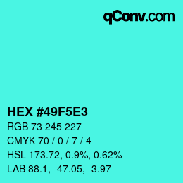 Color code: HEX #49F5E3 | qconv.com