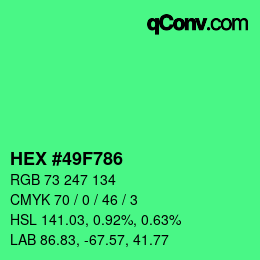 カラーコード: HEX #49F786 | qconv.com