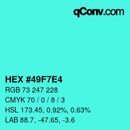 Color code: HEX #49F7E4 | qconv.com