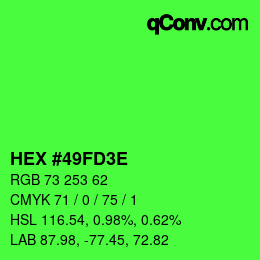 カラーコード: HEX #49FD3E | qconv.com