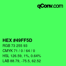 颜色代码: HEX #49FF5D | qconv.com