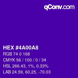 Código de color: HEX #4A00A8 | qconv.com