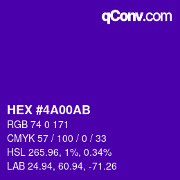 Color code: HEX #4A00AB | qconv.com