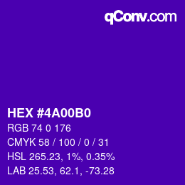 Color code: HEX #4A00B0 | qconv.com