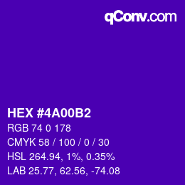 Color code: HEX #4A00B2 | qconv.com