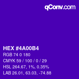 Color code: HEX #4A00B4 | qconv.com