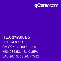Color code: HEX #4A00B5 | qconv.com