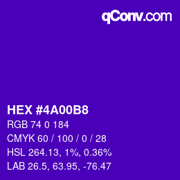 颜色代码: HEX #4A00B8 | qconv.com