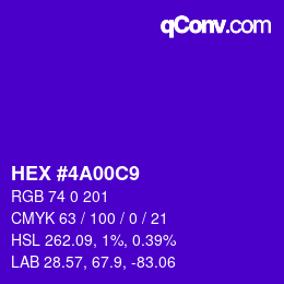 Color code: HEX #4A00C9 | qconv.com