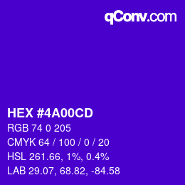 Color code: HEX #4A00CD | qconv.com