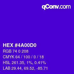 Color code: HEX #4A00D0 | qconv.com