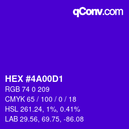 Color code: HEX #4A00D1 | qconv.com