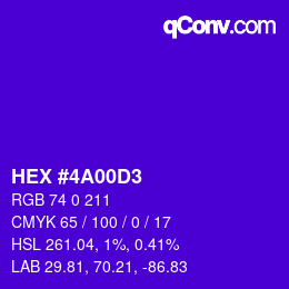 Color code: HEX #4A00D3 | qconv.com
