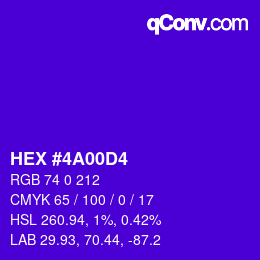 Color code: HEX #4A00D4 | qconv.com