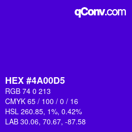 カラーコード: HEX #4A00D5 | qconv.com