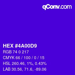 颜色代码: HEX #4A00D9 | qconv.com