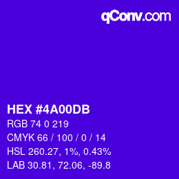 Color code: HEX #4A00DB | qconv.com