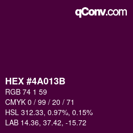 Color code: HEX #4A013B | qconv.com