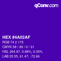 Color code: HEX #4A02AF | qconv.com