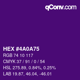 Color code: HEX #4A0A75 | qconv.com