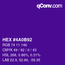 Color code: HEX #4A0B92 | qconv.com
