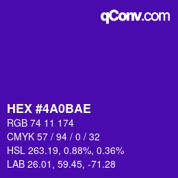 Color code: HEX #4A0BAE | qconv.com