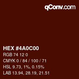 Código de color: HEX #4A0C00 | qconv.com