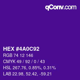 颜色代码: HEX #4A0C92 | qconv.com