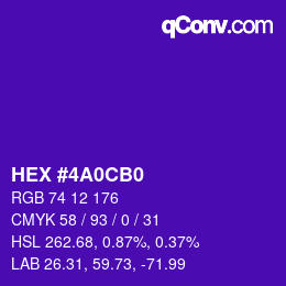 Color code: HEX #4A0CB0 | qconv.com