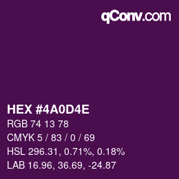 Color code: HEX #4A0D4E | qconv.com