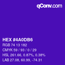 颜色代码: HEX #4A0DB6 | qconv.com
