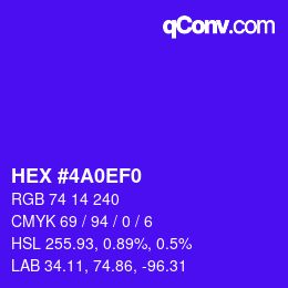 Color code: HEX #4A0EF0 | qconv.com