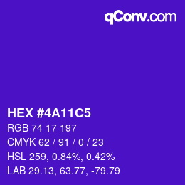 Color code: HEX #4A11C5 | qconv.com