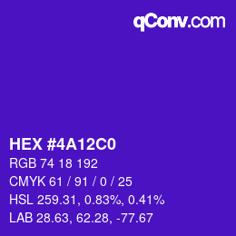 Color code: HEX #4A12C0 | qconv.com