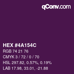 Color code: HEX #4A154C | qconv.com