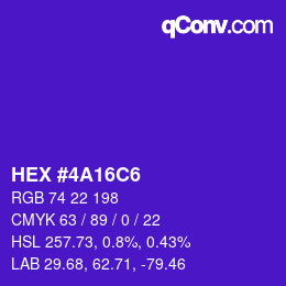 Color code: HEX #4A16C6 | qconv.com