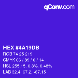Color code: HEX #4A19DB | qconv.com