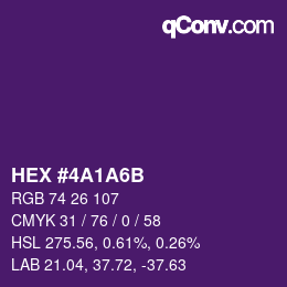 颜色代码: HEX #4A1A6B | qconv.com