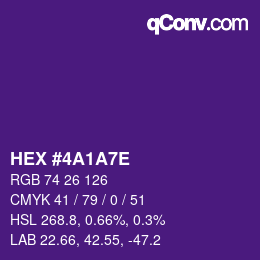 Color code: HEX #4A1A7E | qconv.com