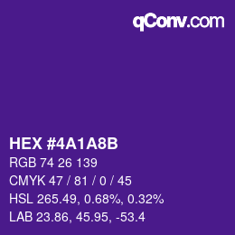 Color code: HEX #4A1A8B | qconv.com