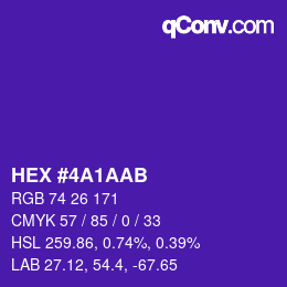 Color code: HEX #4A1AAB | qconv.com