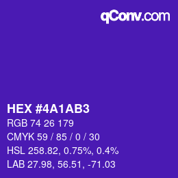 Farbcode: HEX #4A1AB3 | qconv.com