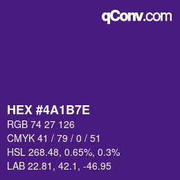Color code: HEX #4A1B7E | qconv.com