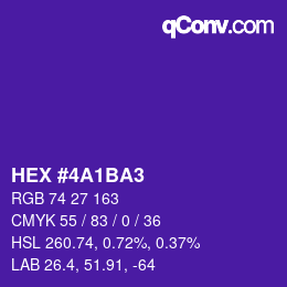 カラーコード: HEX #4A1BA3 | qconv.com