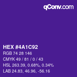 Color code: HEX #4A1C92 | qconv.com