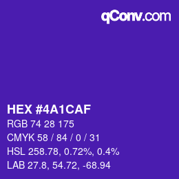 カラーコード: HEX #4A1CAF | qconv.com