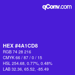 Color code: HEX #4A1CD8 | qconv.com